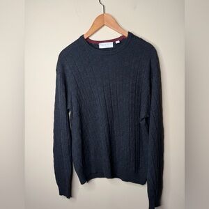 Vintage Men’s L Cashmere Silk Cable-knit Crew Neck Knit Sweater Gray NEXT Sport